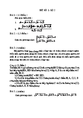Đề số 1- Kì 2 Toán 9
